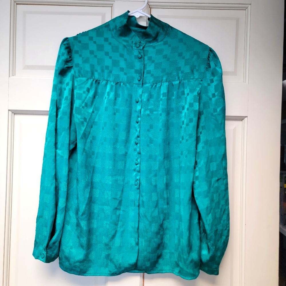 Vintage shimmery green 80s blouse